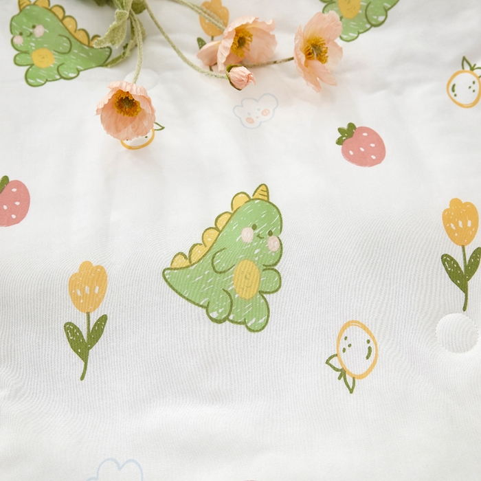 91家纺网 家纺一手货源 找家纺 丝涟家居 2025新款A类双面针织棉卡通小清新滚绳工艺夏被小恐龙