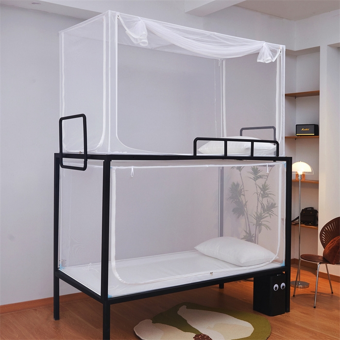 91家纺网 家纺一手货源 找家纺 （总）冉美家纺  2025新款纯白色学生蚊帐拉链款