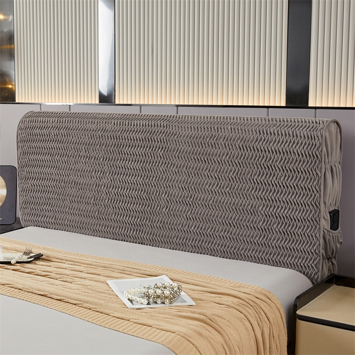 91家纺网 家纺一手货源 找家纺 情恒家纺 2025新款德芙绒工艺款全包床头罩 星空咖