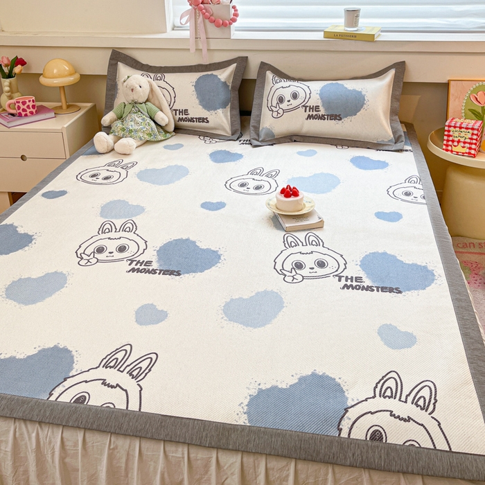 91家纺网 家纺一手货源 找家纺 迪乐妮 2025新款印花真冰藤冰凉席 小怪兽