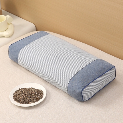 91家纺网 家纺一手货源 找家纺 （总）梦叶草 2025新款全棉纯棉色织水洗棉简约条纹宫廷荞麦枕