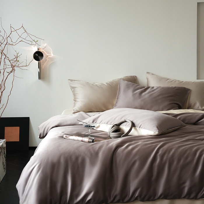 91家纺网 家纺一手货源 找家纺 简纯主义 2025新款60s兰精天丝纯色四件套 摩卡