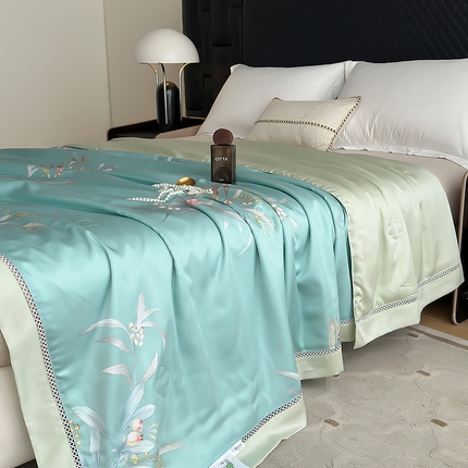 91家纺网 家纺一手货源 找家纺 八方汇（一户被芯生活馆） 2025春夏新品华尔兹LF奥地利60s兰精天丝蚕丝抗菌夏被夏凉被空调被子丝滑凉爽 醉玲珑