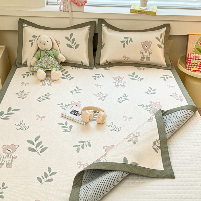 91家纺网 家纺一手货源 找家纺 迪乐妮 2025新款印花真冰藤冰凉席 丛林熊