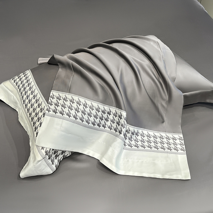 91家纺网 家纺一手货源 找家纺 露梦家纺 2025新款A类水洗真丝数码边莫兰迪系列夏被子被芯 莫兰迪-高级灰