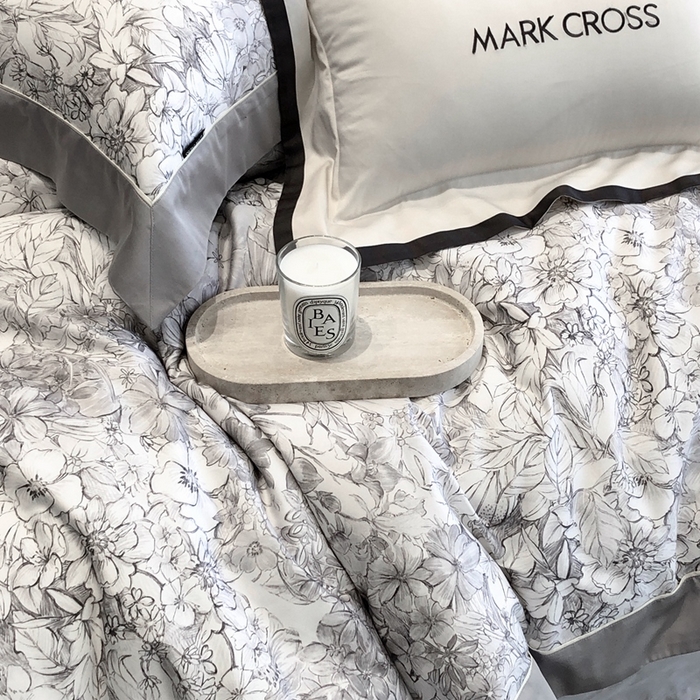 91家纺网 家纺一手货源 找家纺 佳汐蓝2025新款典雅诗意花卉全棉印花四件套券后不低于438/458元 雾隐巴黎-星空灰