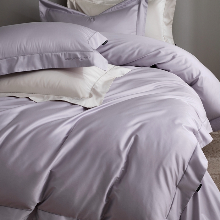 91家纺网 家纺一手货源 找家纺 佳汐蓝 2025新款奢简高支棉柔雾奢缎长绒棉四件套券后不低于628/648元 雾山紫