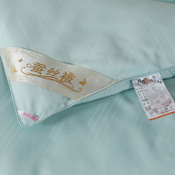 91家纺网 家纺一手货源 找家纺 2025新款全棉缎条贡缎提花被子被芯夏凉被春秋被冬被二合一子母被 绿色