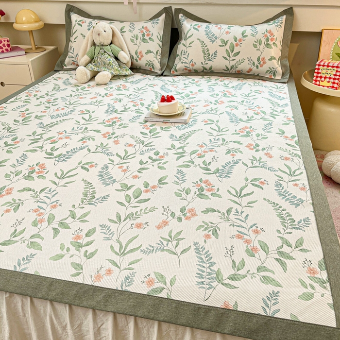 91家纺网 家纺一手货源 找家纺 迪乐妮 2025新款印花真冰藤冰凉席 花漫里