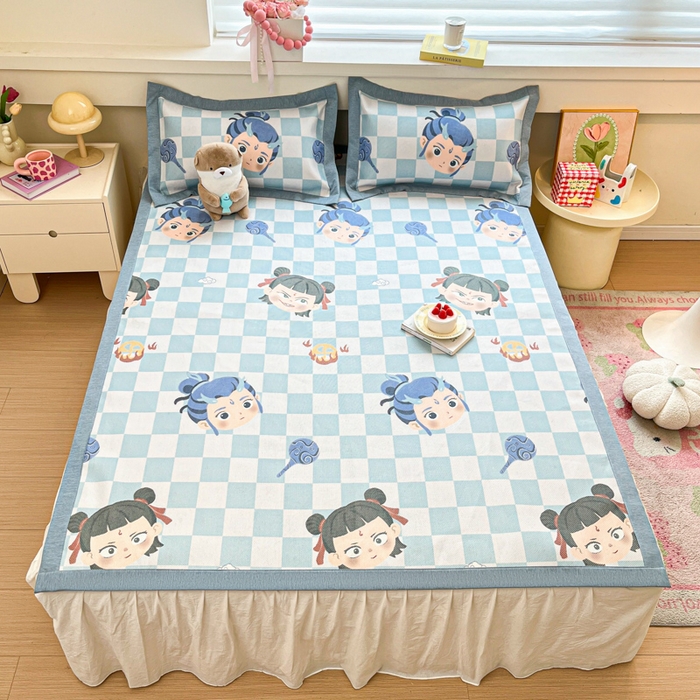 91家纺网 家纺一手货源 找家纺 迪乐妮 2025新款印花真冰藤冰凉席 吒儿