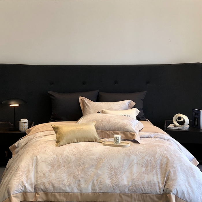 91家纺网 家纺一手货源 找家纺 佳汐蓝2025新款典雅诗意花卉全棉印花四件套券后不低于438/458元 烟火星辰-日落桔