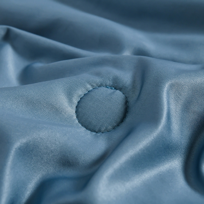 91家纺网 家纺一手货源 找家纺 优尚家纺 2025新款水洗天丝刺绣夏被夏被四件套 冰岛蓝