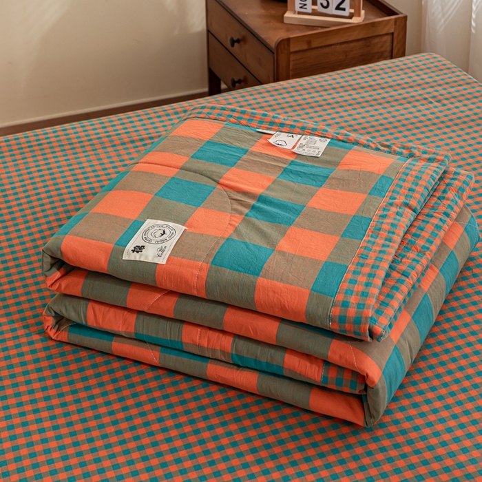 91家纺网 家纺一手货源 找家纺 鑫棉坊 2025新款全棉色织水洗棉A类棉花夏被可机洗空调被四件套床单枕套 北辰