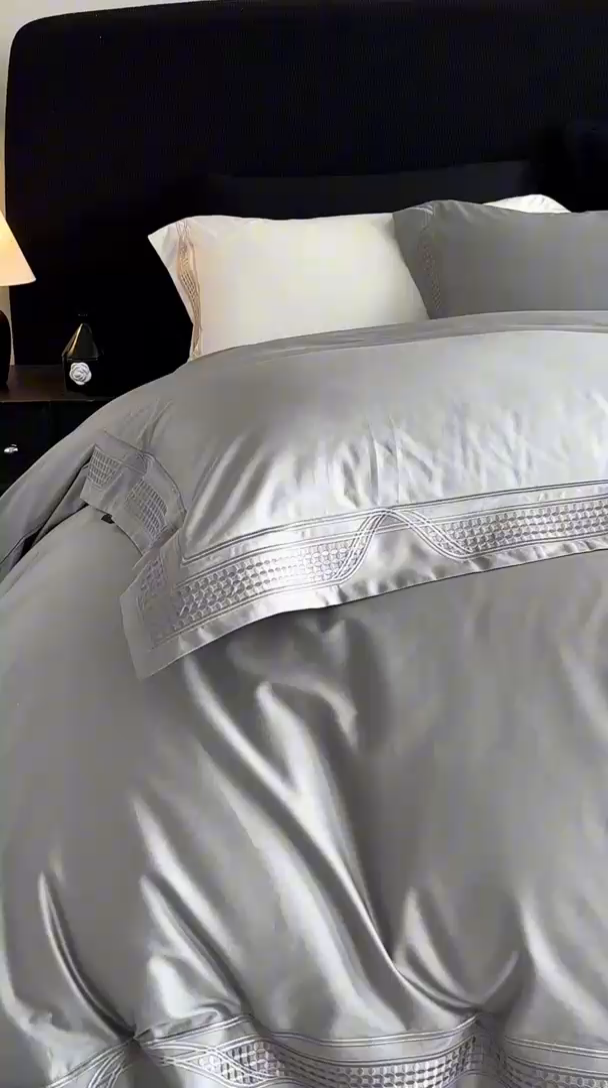 91家纺网 家纺一手货源 找家纺 馨蕊家居 2025春夏新品100s高奢典藏简约全棉系列 棉凯伦-高级灰