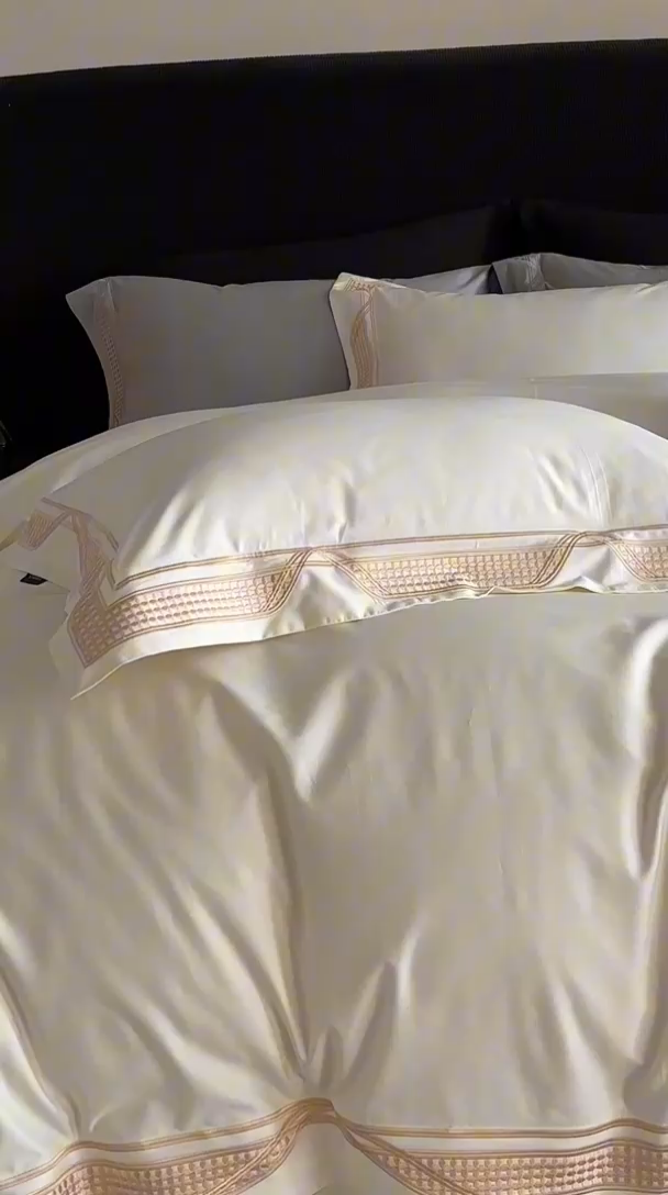 91家纺网 家纺一手货源 找家纺 馨蕊家居 2025春夏新品100s高奢典藏简约全棉系列 棉凯伦-月光白