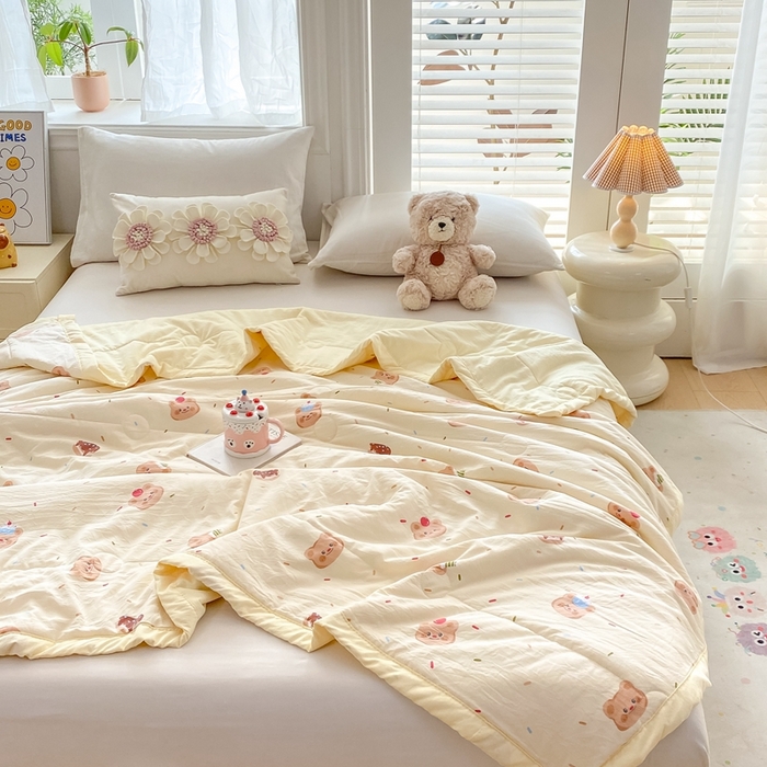 91家纺网 家纺一手货源 找家纺 好睡棉 2025新款柔软裸睡级水洗棉夏被新疆棉花被夏凉被空调被被子 奶油小熊