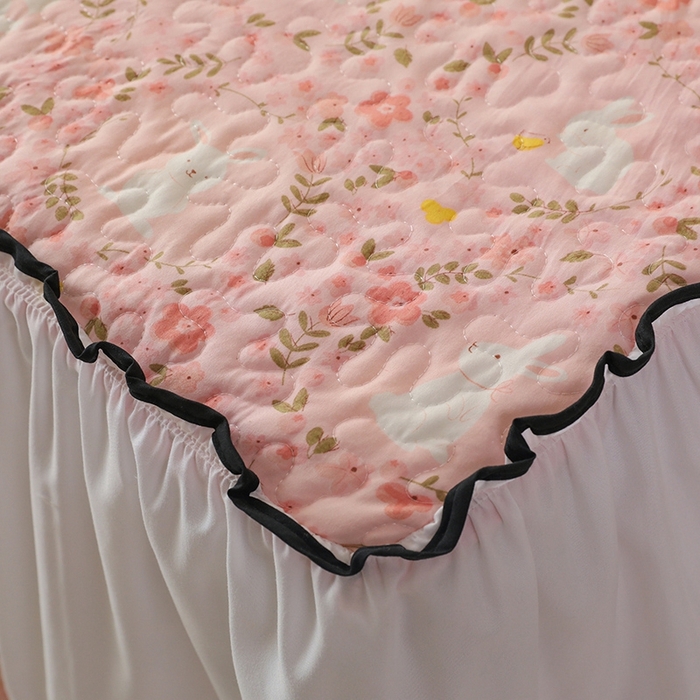 91家纺网 家纺一手货源 找家纺 金盛皇朝 2025新款加厚亲肤床裙夹棉单件三件套四件套韵语花香