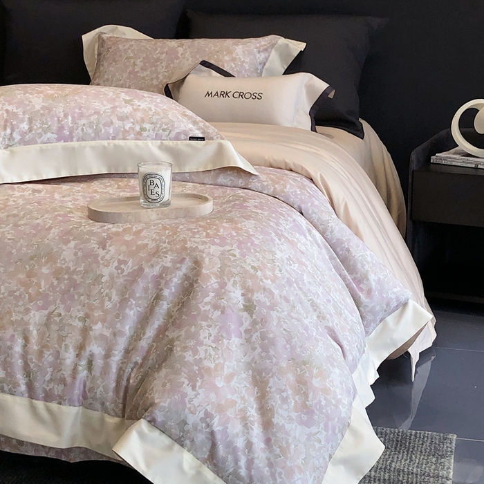 91家纺网 家纺一手货源 找家纺 佳汐蓝2025新款典雅诗意花卉全棉印花四件套券后不低于438/458元 馥雅铃兰-胭脂粉