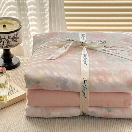 麦伦家居 2025新款全棉有氧双层纱简约款系列四件套 云水谣