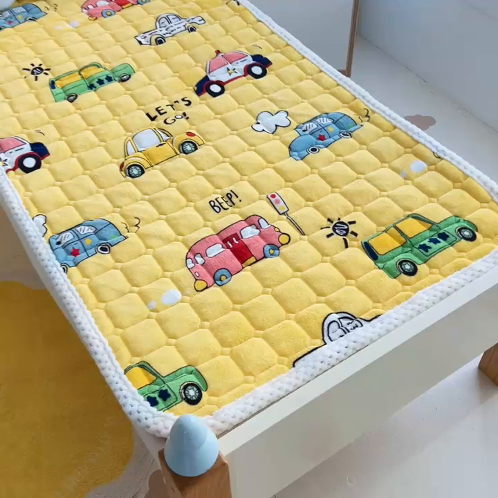 91家纺网 家纺一手货源 找家纺 梵赫家纺2024新款牛奶绒床护垫床垫幼儿园床垫儿童床垫可水洗 垫套-滴滴车队黄