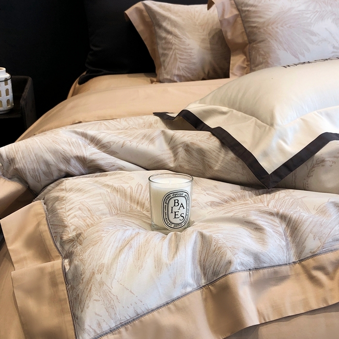 91家纺网 家纺一手货源 找家纺 佳汐蓝2025新款典雅诗意花卉全棉印花四件套券后不低于438/458元 烟火星辰-日落桔