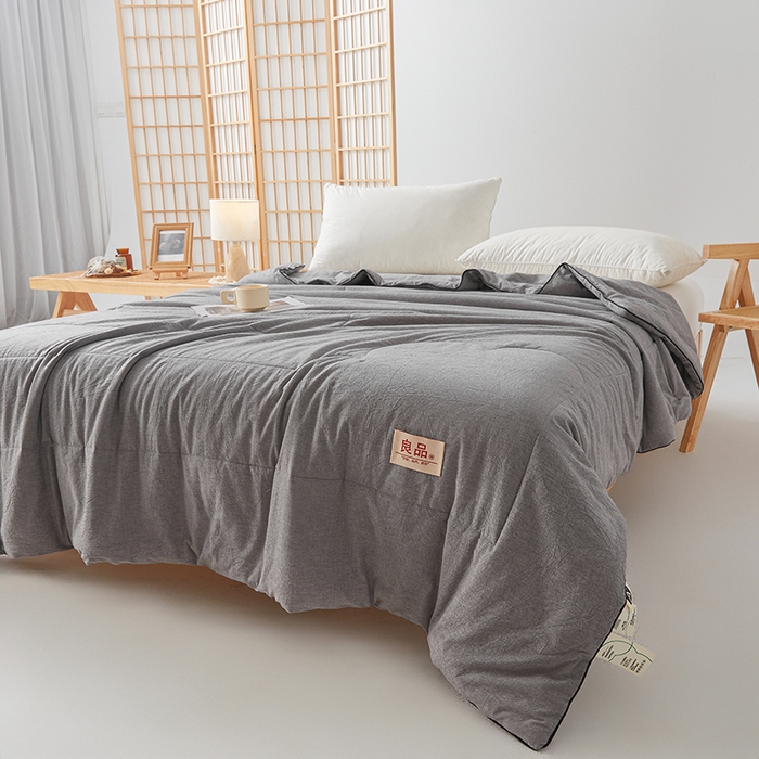 91家纺网 家纺一手货源 找家纺 熙宴家纺 2025新款纯色水洗棉新疆棉花夏被 石灰