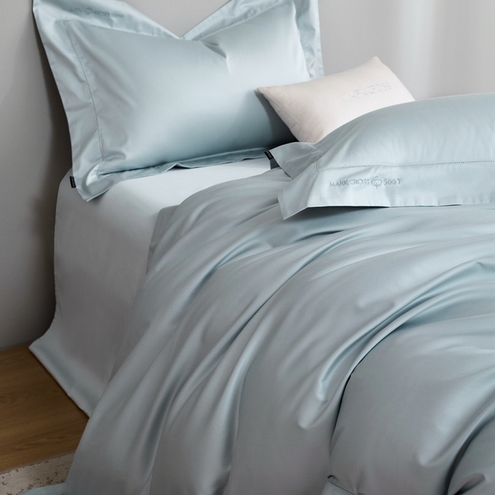 91家纺网 家纺一手货源 找家纺 佳汐蓝 2025新款奢简高支棉柔雾奢缎长绒棉四件套券后不低于628/648元 晴空蓝