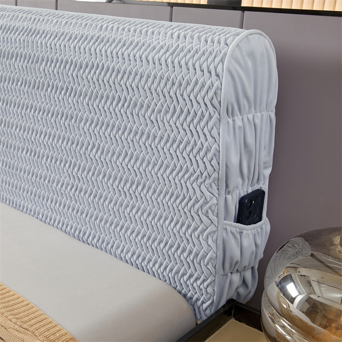 91家纺网 家纺一手货源 找家纺 情恒家纺 2025新款德芙绒工艺款全包床头罩 流光银