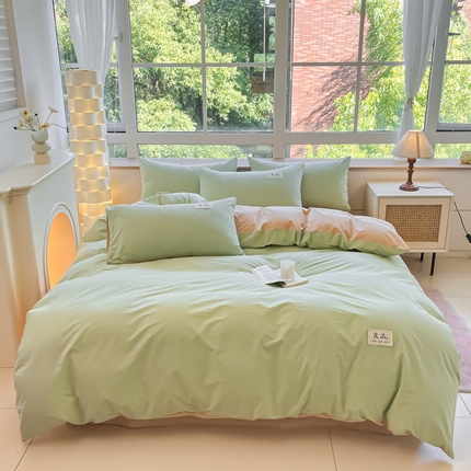 91家纺网 家纺一手货源 找家纺 （总）禧澜庭 2025新款纯棉全棉水洗棉斜纹无印风贴标四件套三件套