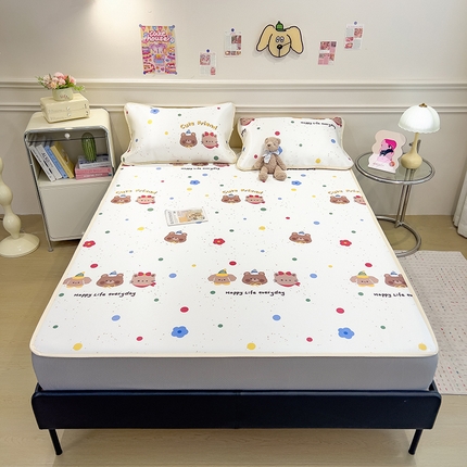 91家纺网 家纺一手货源 找家纺 （总）摩妮卡 2025新款小清新碳光冰丝软席床笠款单床笠三件套