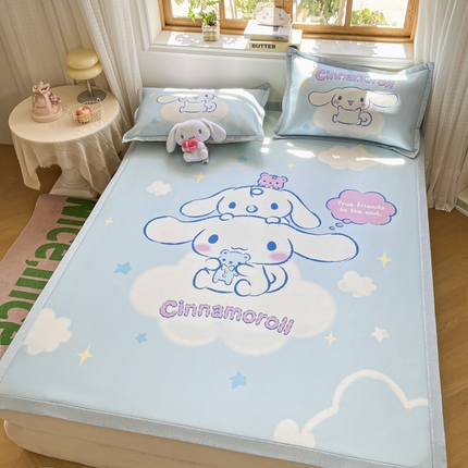 博雅 2025新款三丽欧A类大版数码印花1200D冰丝凉席凉席席子 云朵玉桂狗