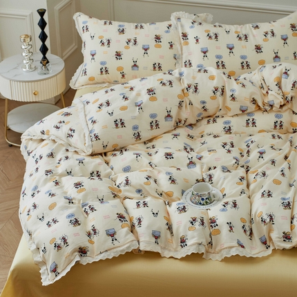 91家纺网 家纺一手货源 找家纺 （总）黛馨 2025新款全棉纯棉镂空蕾丝边四件套