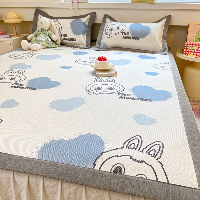 91家纺网 家纺一手货源 找家纺 迪乐妮 2025新款印花真冰藤冰凉席 小怪兽