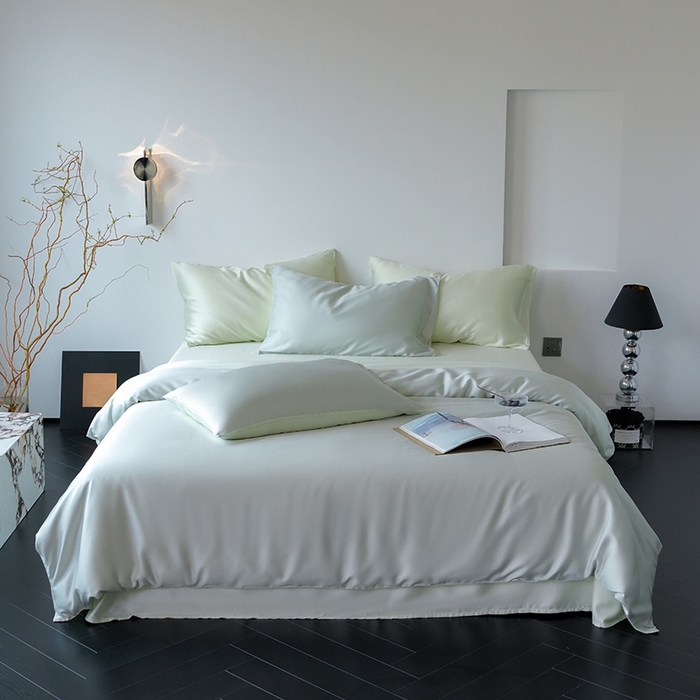 91家纺网 家纺一手货源 找家纺 简纯主义 2025新款60s兰精天丝纯色四件套 豚草