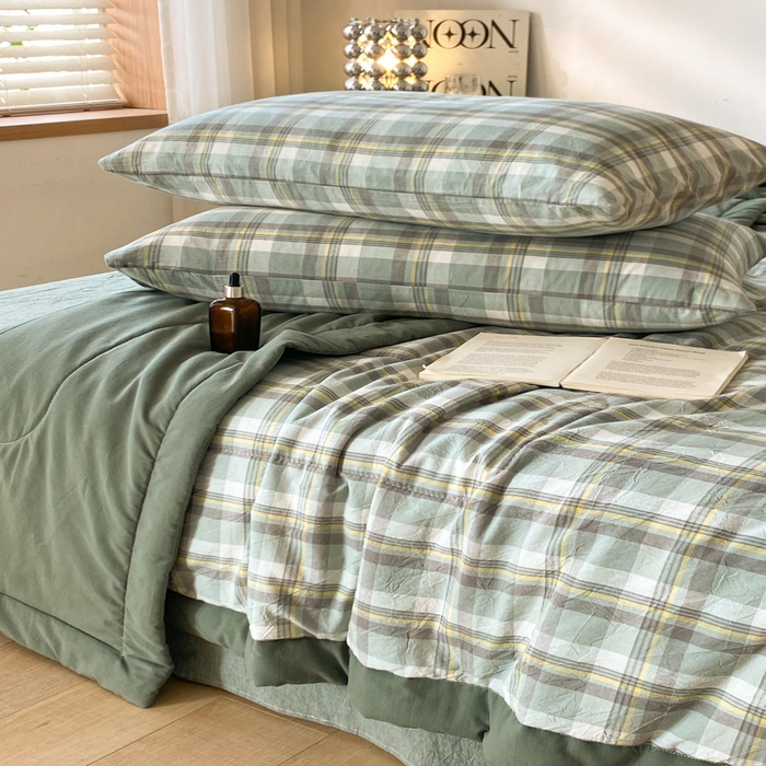 91家纺网 家纺一手货源 找家纺 2025梦初语新款无印风棉花夏被 雅致格