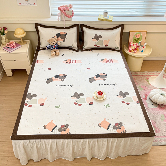 91家纺网 家纺一手货源 找家纺 迪乐妮 2025新款印花真冰藤冰凉席 腊肠狗