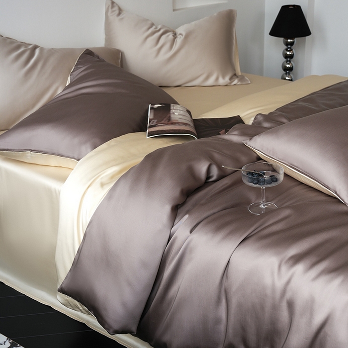 91家纺网 家纺一手货源 找家纺 简纯主义 2025新款60s兰精天丝纯色四件套 摩卡