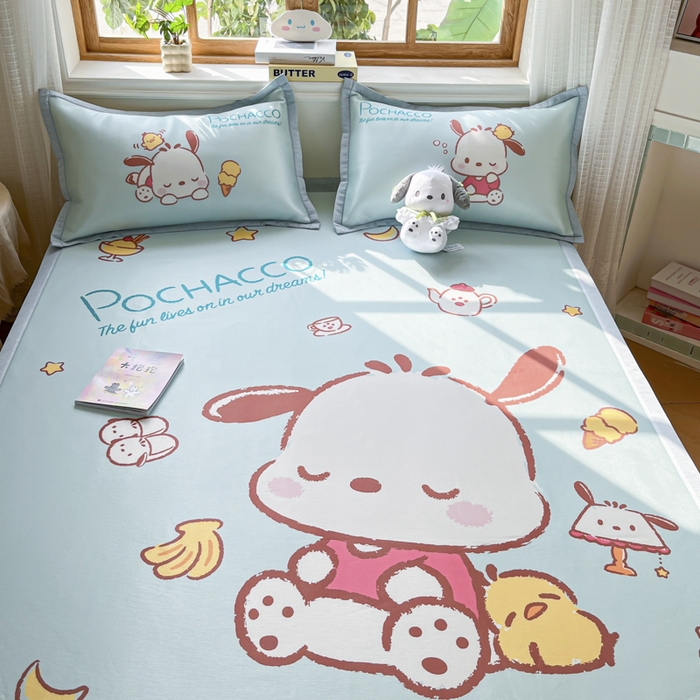 91家纺网 家纺一手货源 找家纺 博雅 2025新款三丽欧A类大版数码印花1200D冰丝凉席凉席席子 甜品帕恰狗