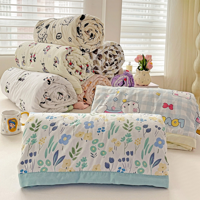 91家纺网 家纺一手货源 找家纺 富艺隆 2025新款水洗棉双层纱夏被 组合图仅供展示