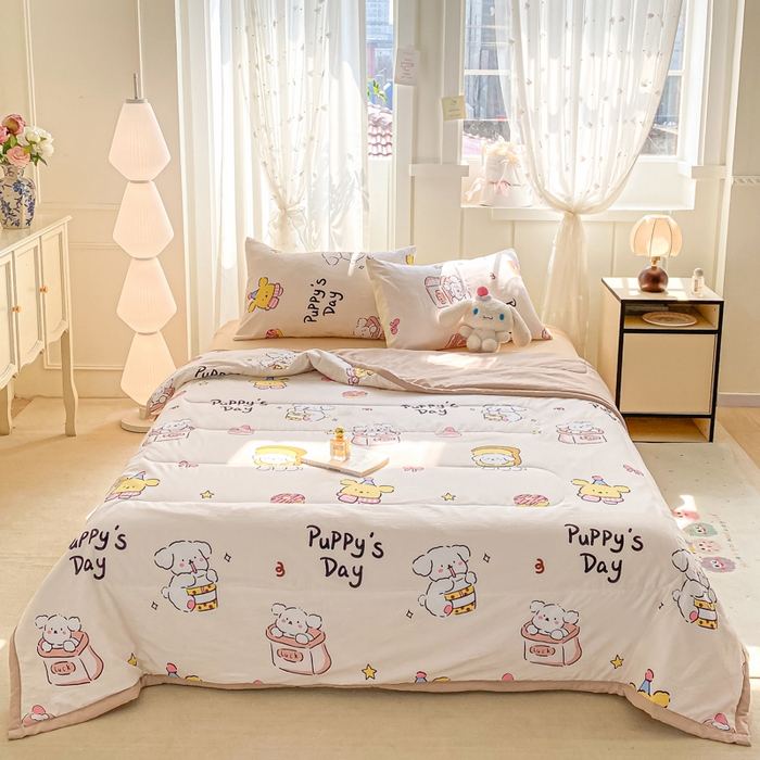 91家纺网 家纺一手货源 找家纺 2025梦初语新款水洗棉印花棉花被 欢乐派对