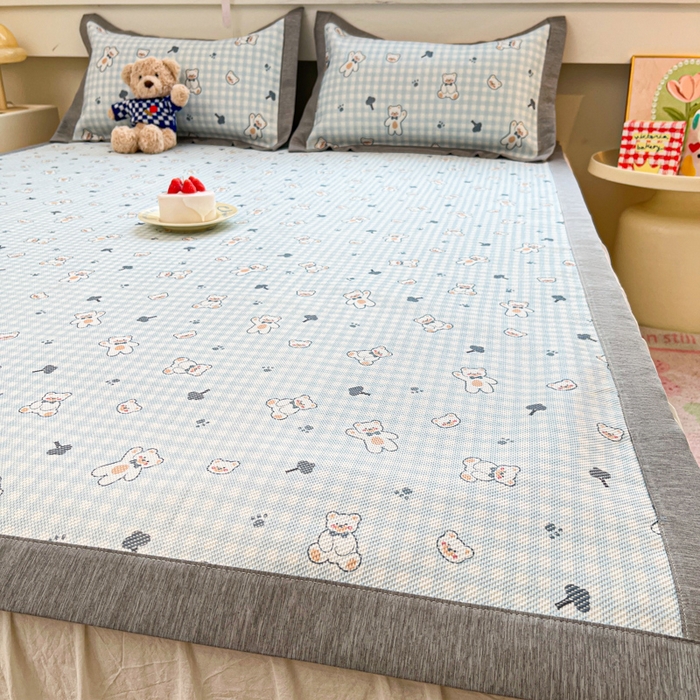 91家纺网 家纺一手货源 找家纺 迪乐妮 2025新款印花真冰藤冰凉席 baby熊