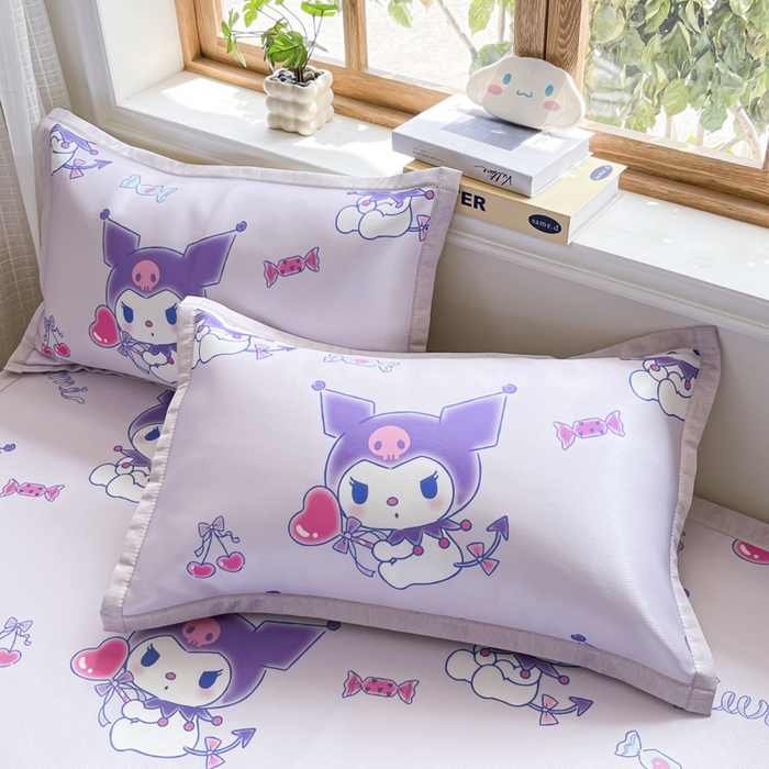 91家纺网 家纺一手货源 找家纺 博雅 2025新款三丽欧A类小版数码印花1200D冰丝凉席凉席席子 新紫色库洛米