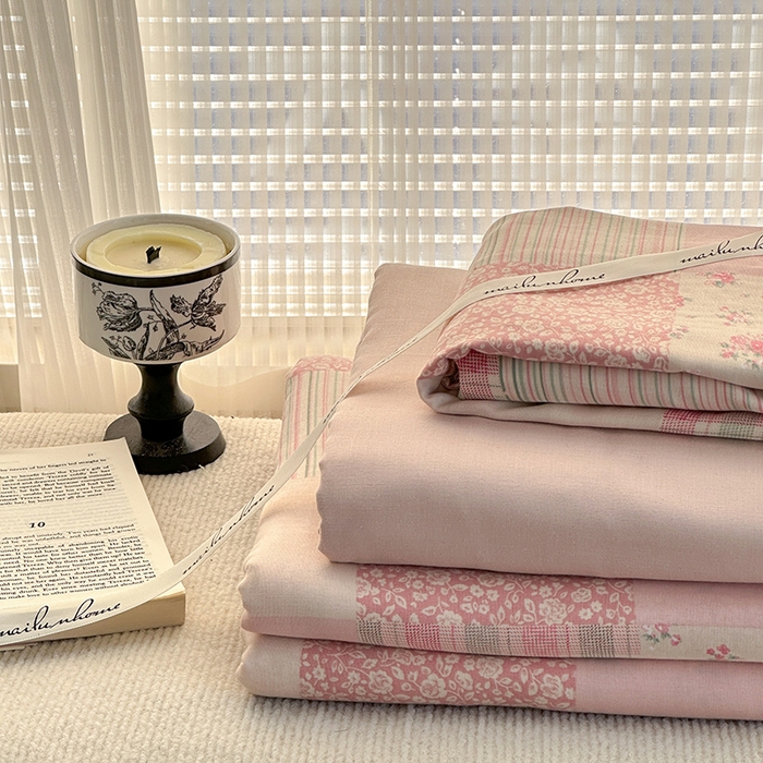 91家纺网 家纺一手货源 找家纺 麦伦家居 2025新款全棉有氧双层纱简约款系列四件套 百福