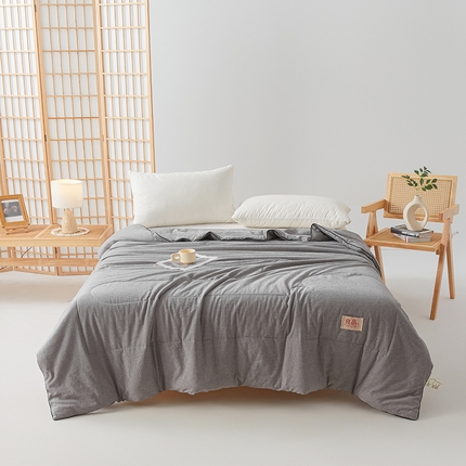 91家纺网 家纺一手货源 找家纺 熙宴家纺 2025新款纯色水洗棉新疆棉花夏被 石灰