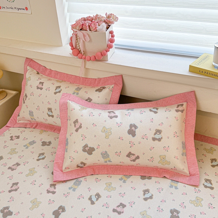 91家纺网 家纺一手货源 找家纺 迪乐妮 2025新款印花真冰藤冰凉席 小熊乐园