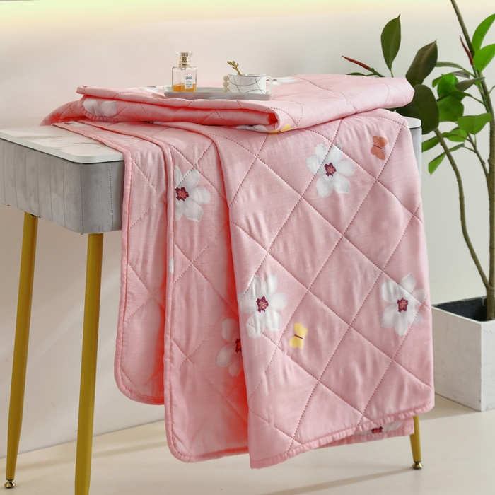 91家纺网 家纺一手货源 找家纺 富艺隆 超声波钻石绒夏被 暗香疏影-粉