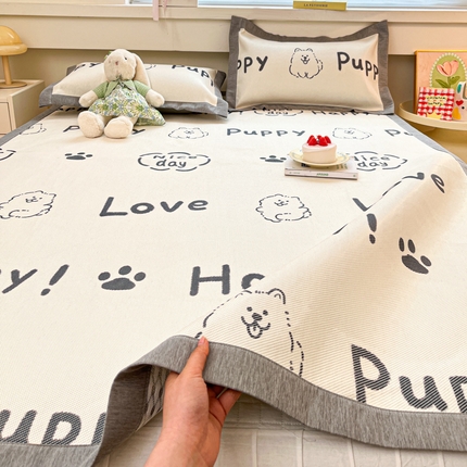 迪乐妮 2025新款印花真冰藤冰凉席 快乐小狗