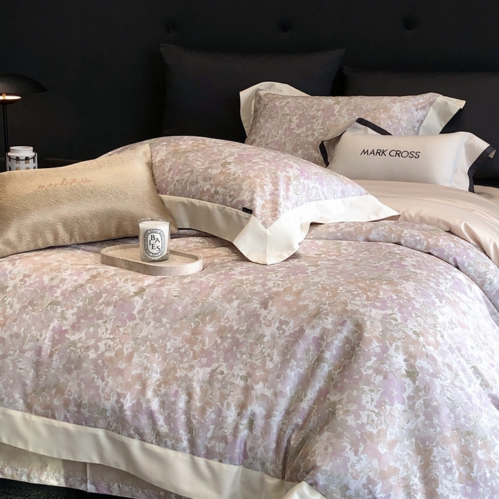 91家纺网 家纺一手货源 找家纺 佳汐蓝2025新款典雅诗意花卉全棉印花四件套券后不低于438/458元 馥雅铃兰-胭脂粉