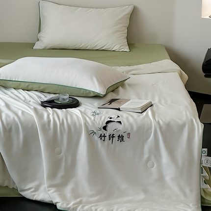 91家纺网 家纺一手货源 找家纺 （总）一加一 2025新款A类天竹刺绣蚕蛹蛋白纤维夏被四件套
