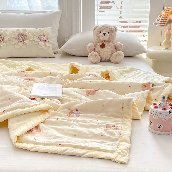 91家纺网 家纺一手货源 找家纺 好睡棉 2025新款柔软裸睡级水洗棉夏被新疆棉花被夏凉被空调被被子 奶油小熊